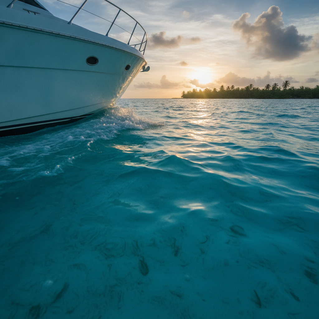 Bateau voguant sur le lagon guadeloupéen